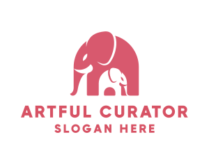 Cute Pink Elephant Zoo logo design