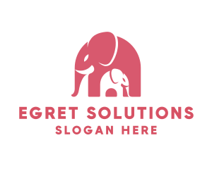 Cute Pink Elephant Zoo logo design