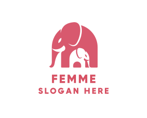 Cute Pink Elephant Zoo logo design