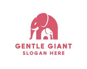 Elephant - Cute Pink Elephant Zoo logo design