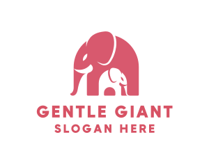 Cute Pink Elephant Zoo logo design