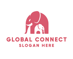 Cute Pink Elephant Zoo logo design