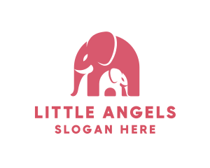 Cute Pink Elephant Zoo logo design