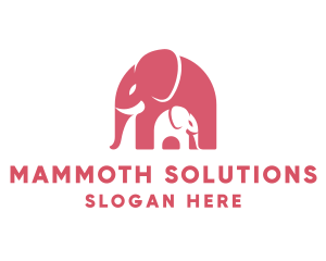 Mammoth - Cute Pink Elephant Zoo logo design