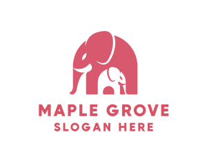 Cute Pink Elephant Zoo logo design