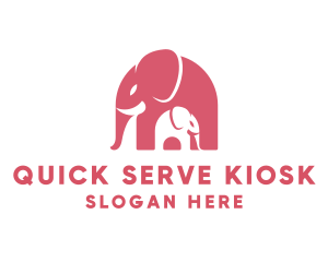 Cute Pink Elephant Zoo logo design