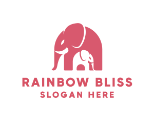 Cute Pink Elephant Zoo logo design