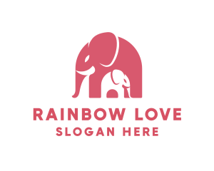 Cute Pink Elephant Zoo logo design