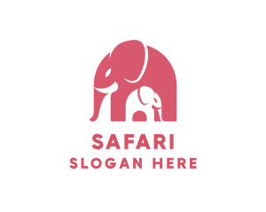 Cute Pink Elephant Zoo logo design
