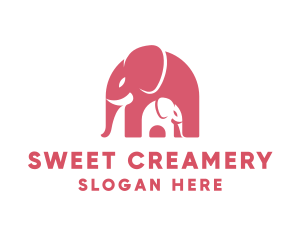 Cute Pink Elephant Zoo logo design