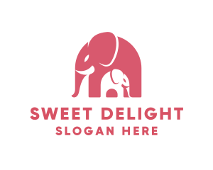 Cute Pink Elephant Zoo logo design