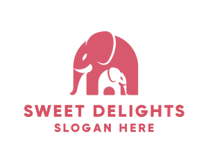 Cute Pink Elephant Zoo logo design