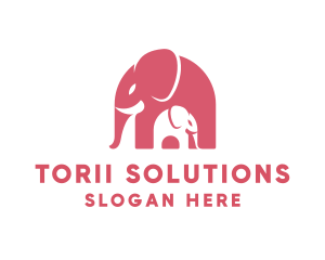 Cute Pink Elephant Zoo logo design