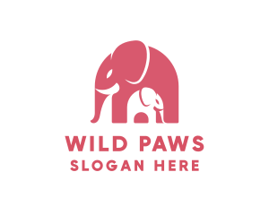 Mammals - Cute Pink Elephant Zoo logo design