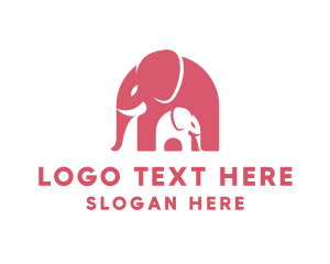 Pink - Cute Pink Elephant Zoo logo design