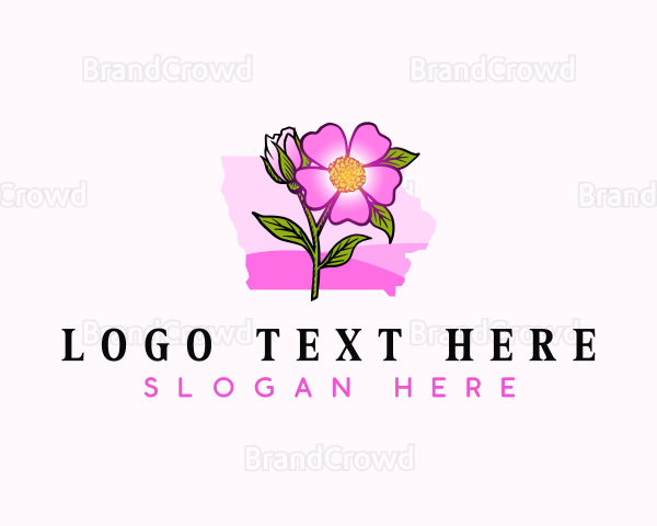 Wild Rose Iowa Flower Logo