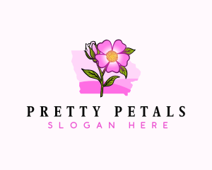 Wild Rose Iowa Flower logo design