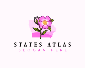 Wild Rose Iowa Flower logo design