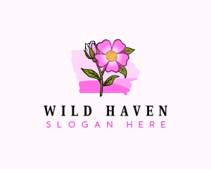 Wild Rose Iowa Flower logo design