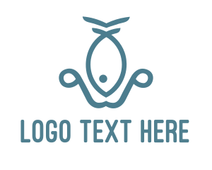 Fishing - Teal Fish Anchor logo design