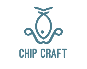 Teal Fish Anchor logo design