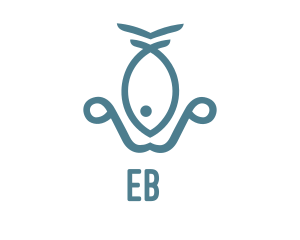 Fish - Teal Fish Anchor logo design