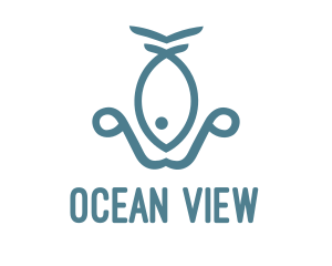 Teal Fish Anchor logo design