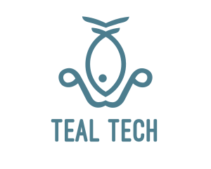 Teal Fish Anchor logo design