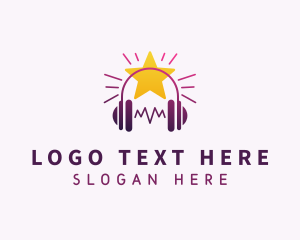 Vlog - Music Headphones Audio logo design