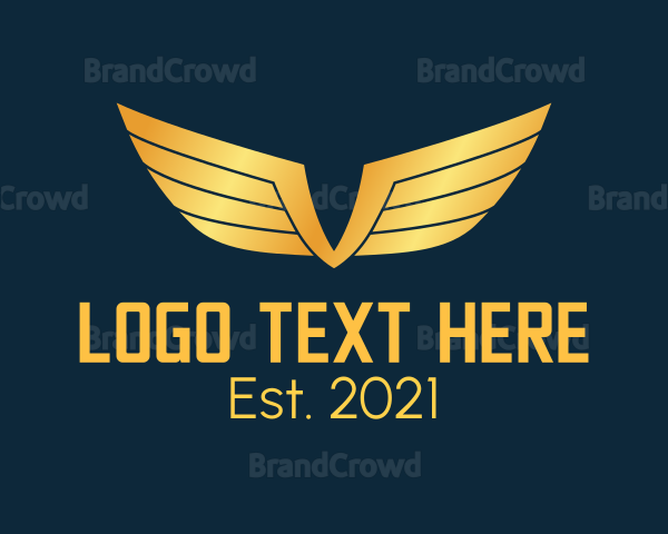 Gold Auto Aviation Wings Logo