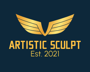 Gold Auto Aviation Wings  logo design