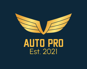 Auto - Gold Auto Aviation Wings logo design