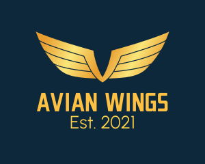 Gold Auto Aviation Wings  logo design