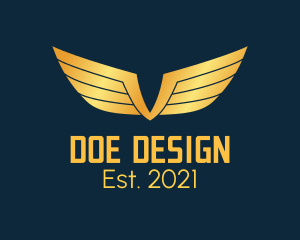 Gold Auto Aviation Wings  logo design