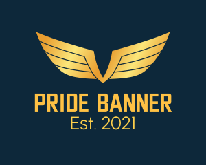 Gold Auto Aviation Wings  logo design