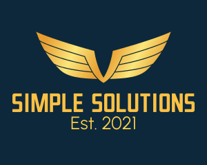 Gold Auto Aviation Wings  logo design