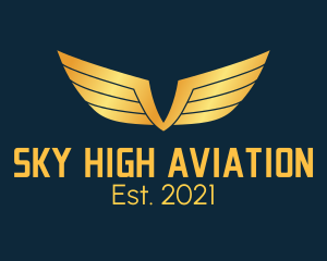 Aviation - Gold Auto Aviation Wings logo design