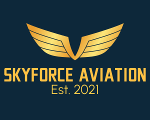 Airforce - Gold Auto Aviation Wings logo design