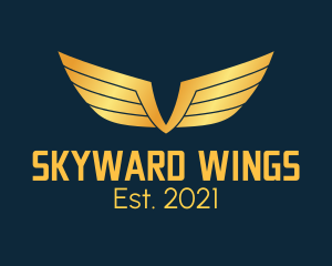 Aeronautics - Gold Auto Aviation Wings logo design