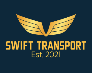 Transporation - Gold Auto Aviation Wings logo design