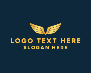 Gold Auto Aviation Wings  logo design