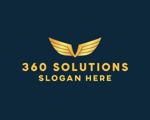 Gold Auto Aviation Wings  logo design