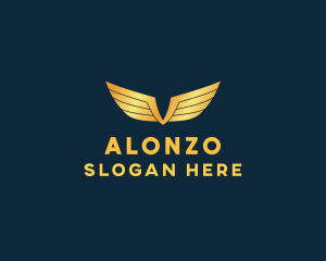 Gold Auto Aviation Wings  logo design