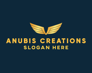 Gold Auto Aviation Wings  logo design