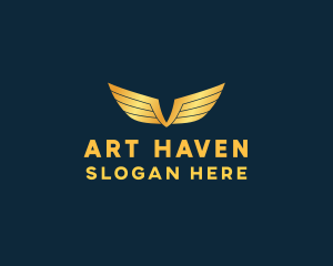 Gold Auto Aviation Wings  logo design