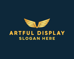 Gold Auto Aviation Wings  logo design