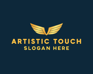 Gold Auto Aviation Wings  logo design