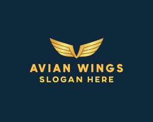 Gold Auto Aviation Wings  logo design