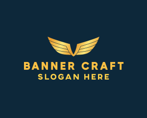 Gold Auto Aviation Wings  logo design