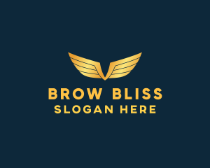 Gold Auto Aviation Wings  logo design